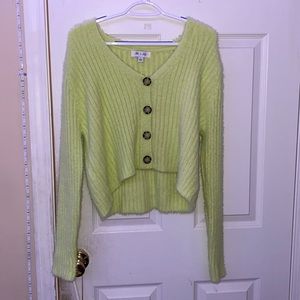 COPY - Fuzzy lime cropped cardigan!